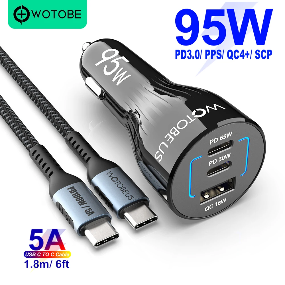 66W USB C Auto Ladegerät QC4.0 Schnell Lade adapter 2 port C