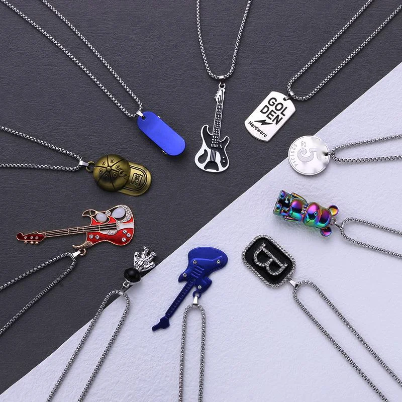 Edelstahl Herren Halskette Legierung Anhänger Hip Hop personalisierte trendige lange Pullover Kette_voghion.com