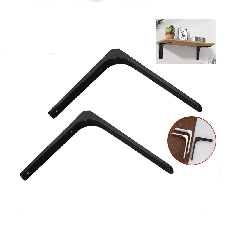 BlackMetalShelfSupportAngleLBrackets2PCSSETWallMountedFloatingShelfBracketsHeavy