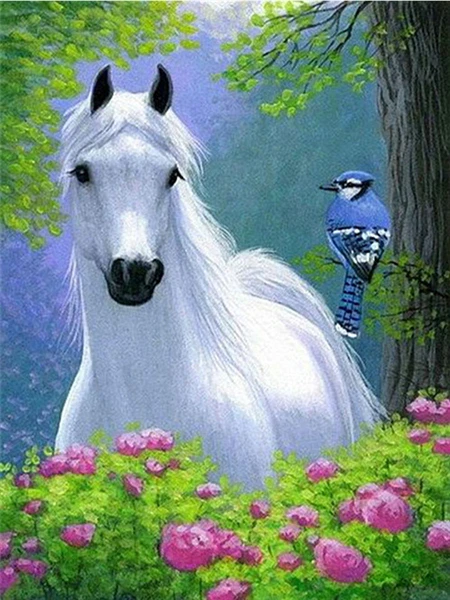 VAIIEYO 5D Diamond Painting Kit Completo Cavallo | Quadro Fai Da Te Con Strass Per Animali | Decorazione Parete 30x40 Cm