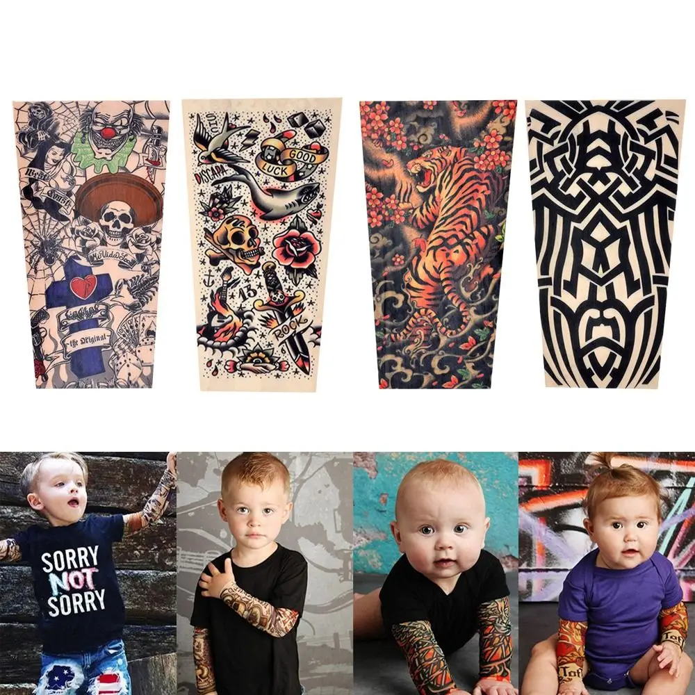 Children Flower Arm Sleeves Arm Cover Outdoor Sport Running Summer Cooling UV Protection Tattoo Sleeves Sun Protection sun protection arm sleeves arm sleeves cooling arm sleeves