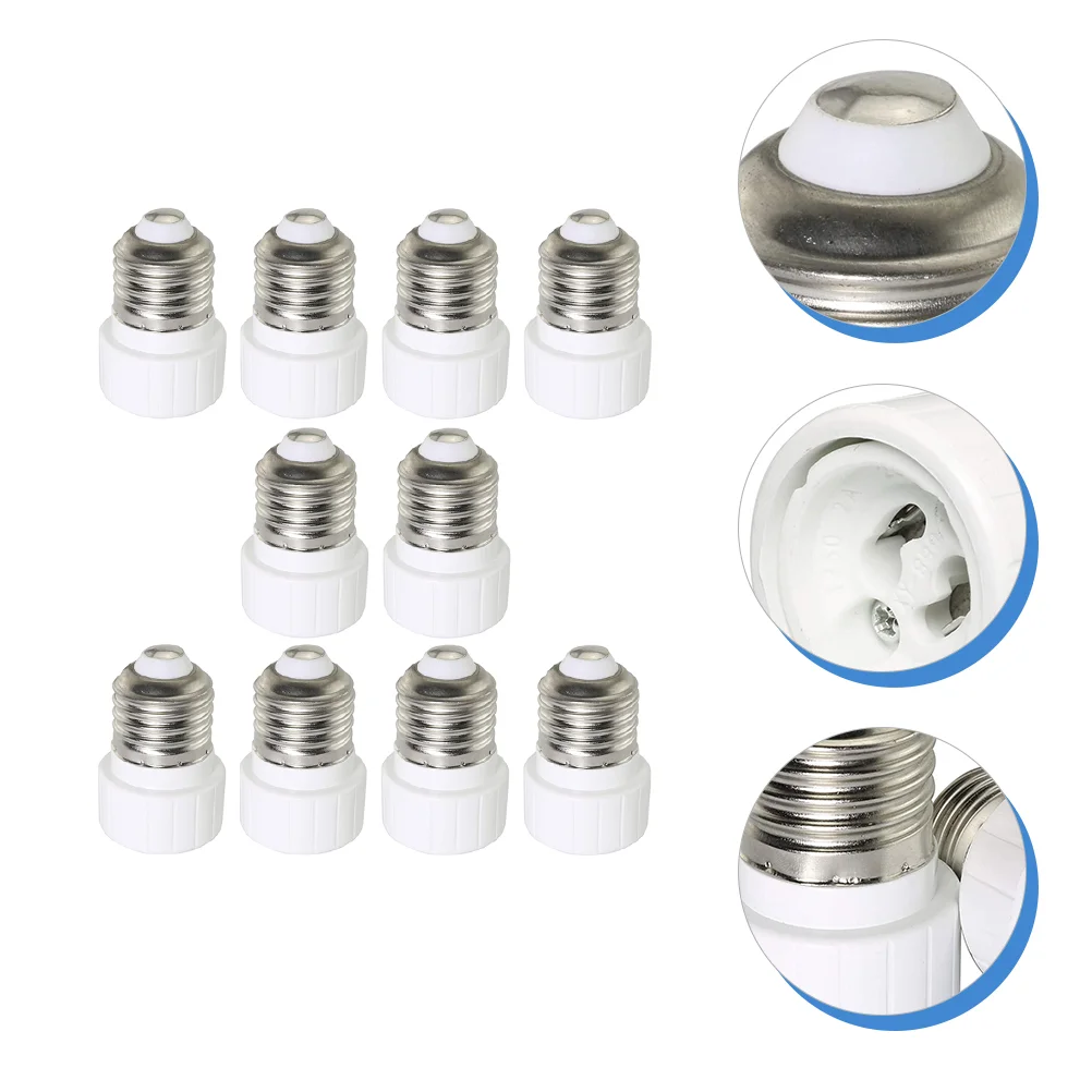 

10 Pcs Ceramic Conversion Lamp Holder Led Bulbs Light Base Converter Adapter Ceramics E27 to Gu10 Socket Heat-resistant Plastic