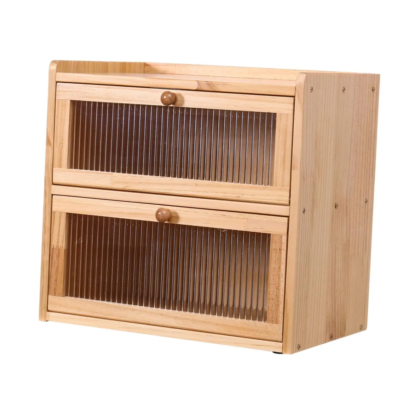 Bread Box for Kitchen Countertop 2 Layer Unique Gift with Flip Lid Wooden Storage Container Bread Holder Farmhouse Breadbox