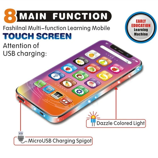 Baby Study English Musical Mobile Phone with LED Learning Educational Interactive Toys for Toddler Children Voice Changer Gifts 3