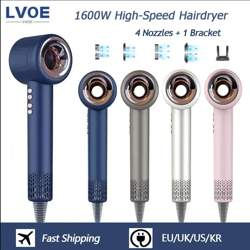 Asciugacapelli Anione Ad Alta Velocità Velocità Del Vento 65 M/S 1600W 110000 Rpm Cura Dei Capelli Professionale Asciugacapelli Rapido A Ioni Negativi