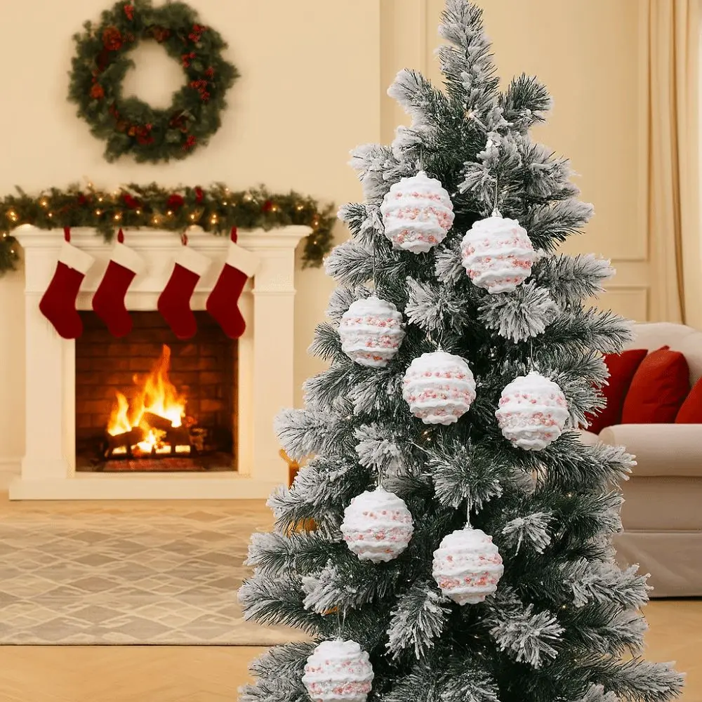 6CM Foam Christmas Balls Red White Colorful Christmas Balls Pendant Decorative Reusable Christmas Tree Pendant for Home