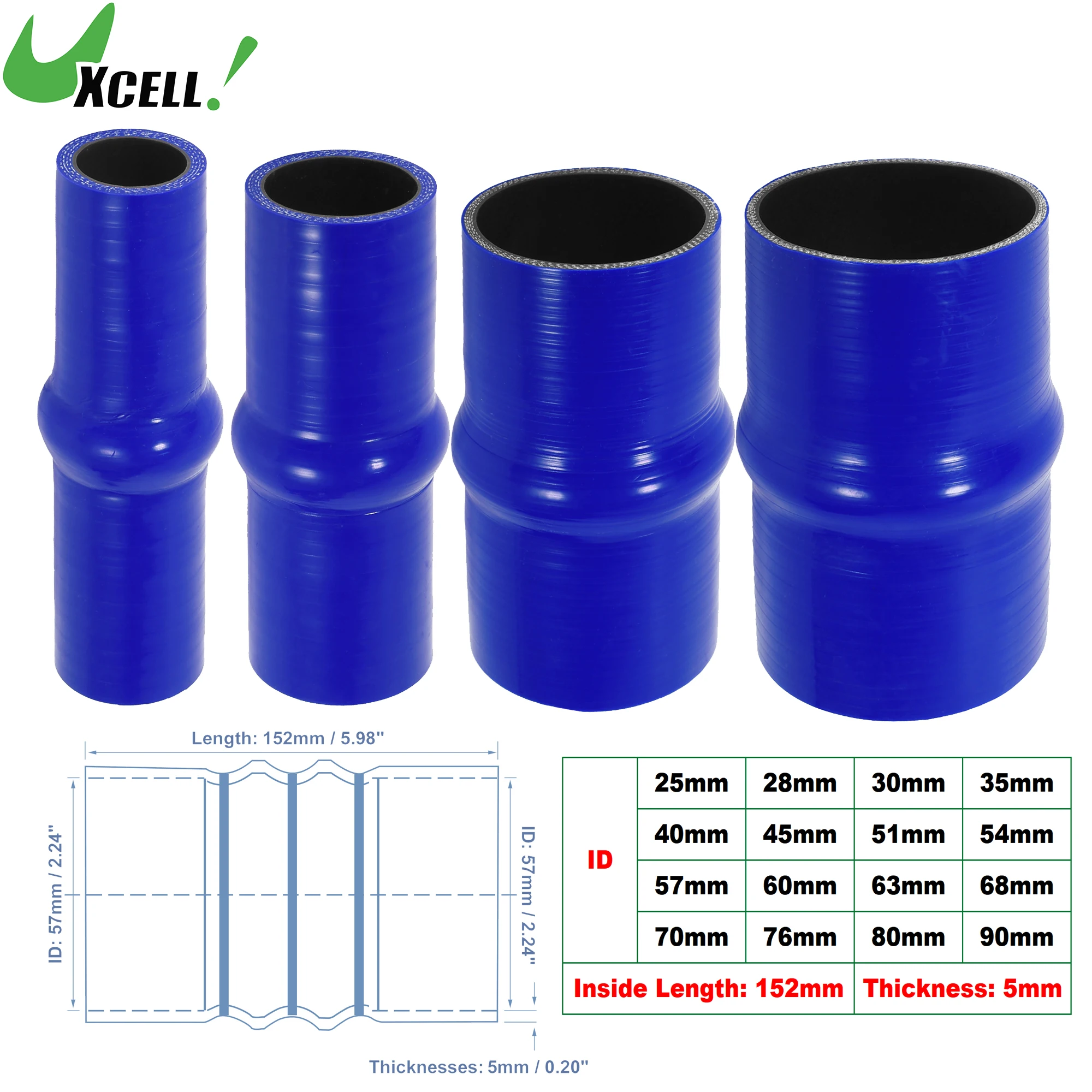 UXCELL 25/28/30/35/40/51/54/57/61/63/68/70/76/102mm ID 152mm Length ...