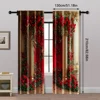 2pc,  Valentine's Day Window Curtains Luxury Vintage Rose Arch Durable Polyester,Without Electricity Birthday Party for 5