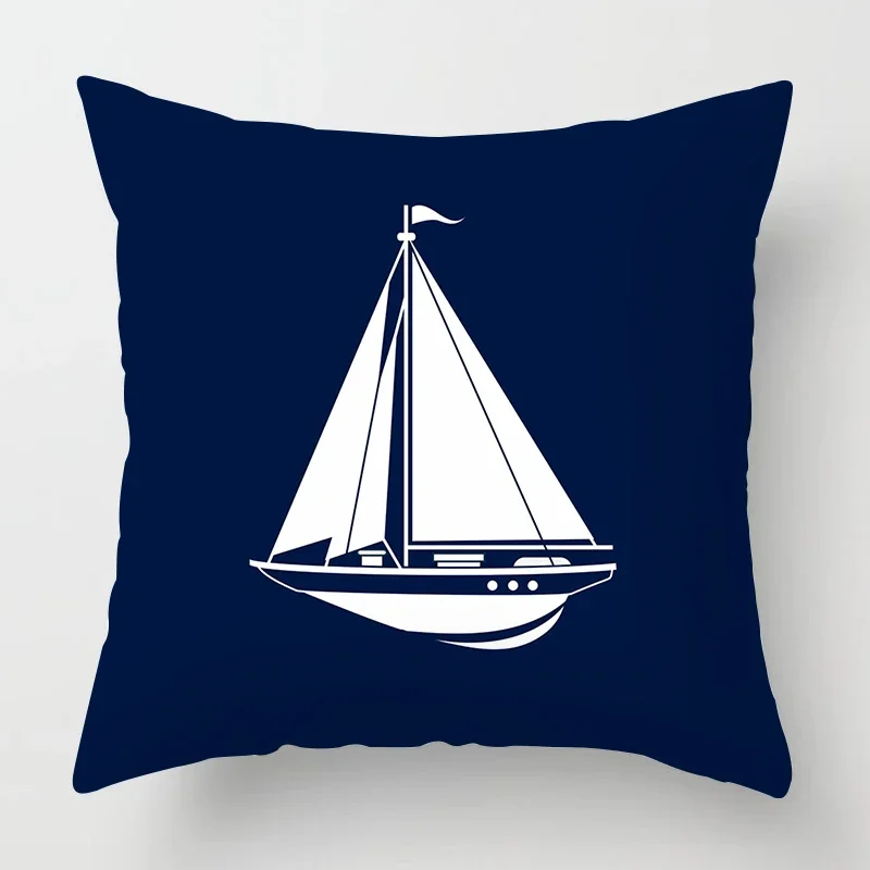 Nordic dark blue nautical series lighthouse pillow cover sofa decoration cushion cover 45*45 home decoration can be customized
