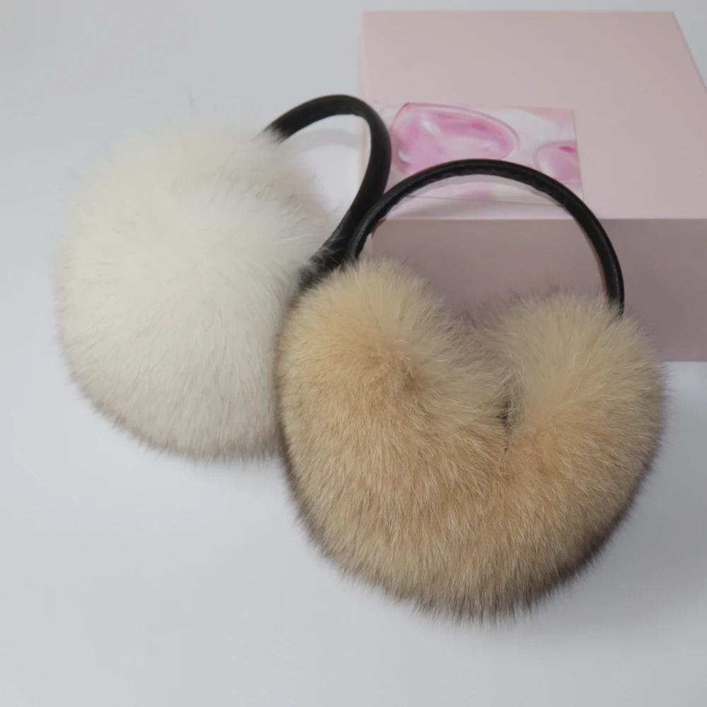 Warm Earmuffs Fur Earmuffs New Winter Women Luxury Real Fox Fur Earmuffs Natural Warm Fox Fur Earmuff Cute Oversized Fluffy Genuine Earmuffs