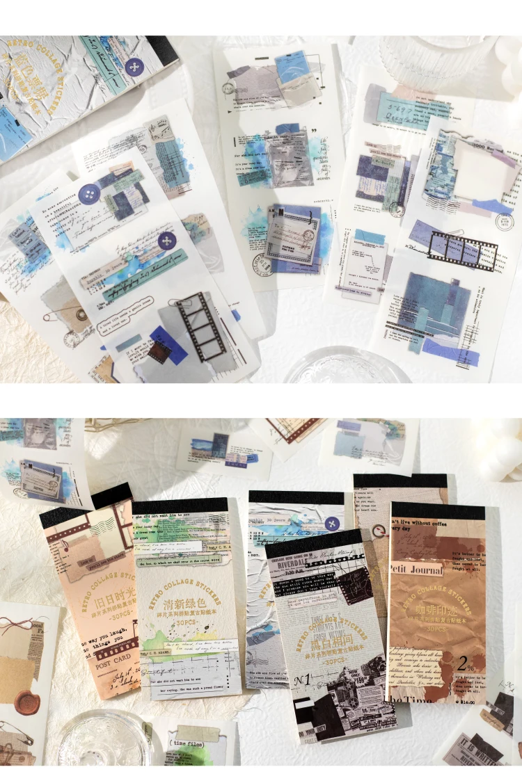 Journal GO 30 Stück Vintage-Aufkleber für Scrapbooking, Dekor, Fortsetzung, Aufkleber, Buch, selbstklebende Junk-Collage, Journal, Planer-Etiketten – Detail 8