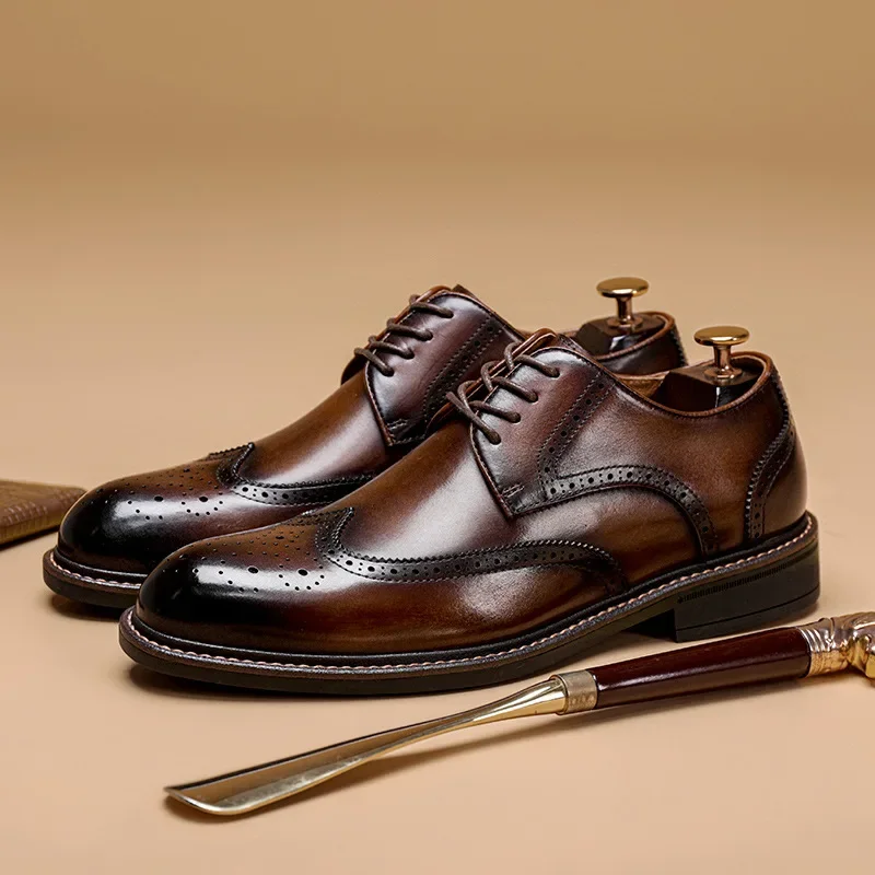 

Туфли мужские из натуральной кожи, деловой стиль, повседневная мягкая подошва, свадебные туфли ручной работы