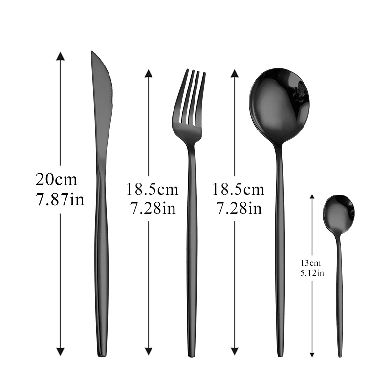 Cutlery Set Western Style Cutlery Set Picnic Cutlery Set Stainless Steel Cutlery Set Picnic Tableware Camping Cutlery Set Tableware Black Silverware Cutlery Set 304 Stainless Steel Luxury Dinnerware Home Fork Spoon Knife Kitchen Dinner Set