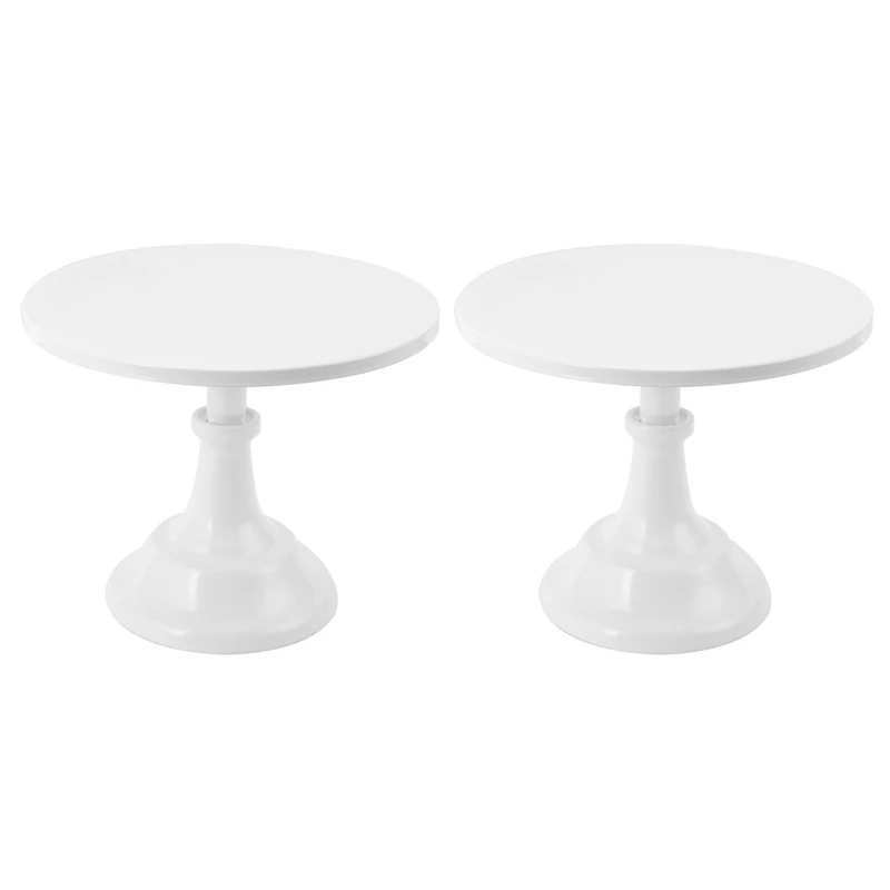 

2X Metal Iron Cake Stand Round Pedestal Dessert Holder Cupcake Display Rack Bakeware White Wedding Party Decoration