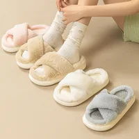 Casual Fluffy Slippers Women Home Flats Designer Winter Shoes Girls New Fashion Platform Slippers House Warm Footwear Large Size 1