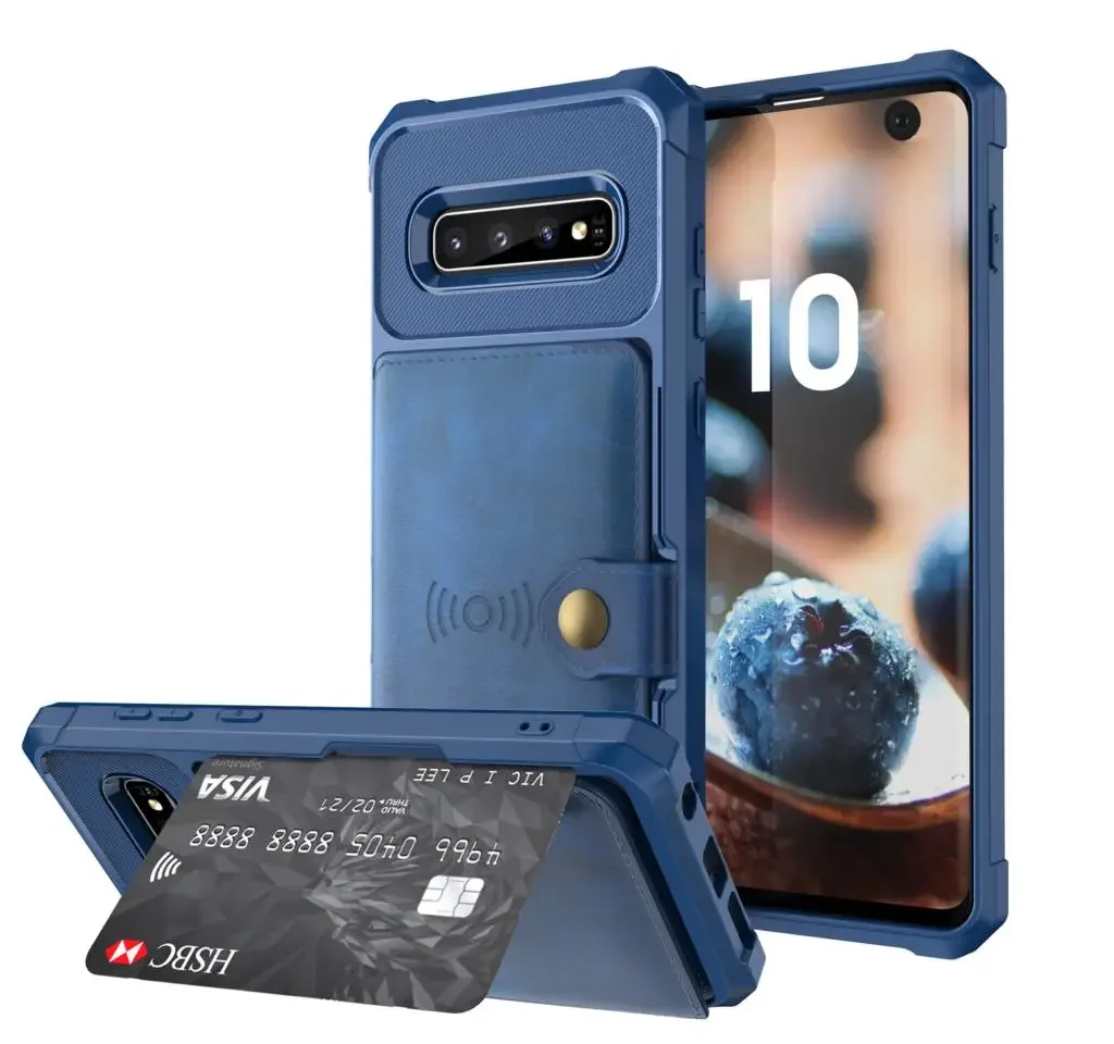 Premium PU Leather Flip Wallet Case with Photo Holder & Card Slots