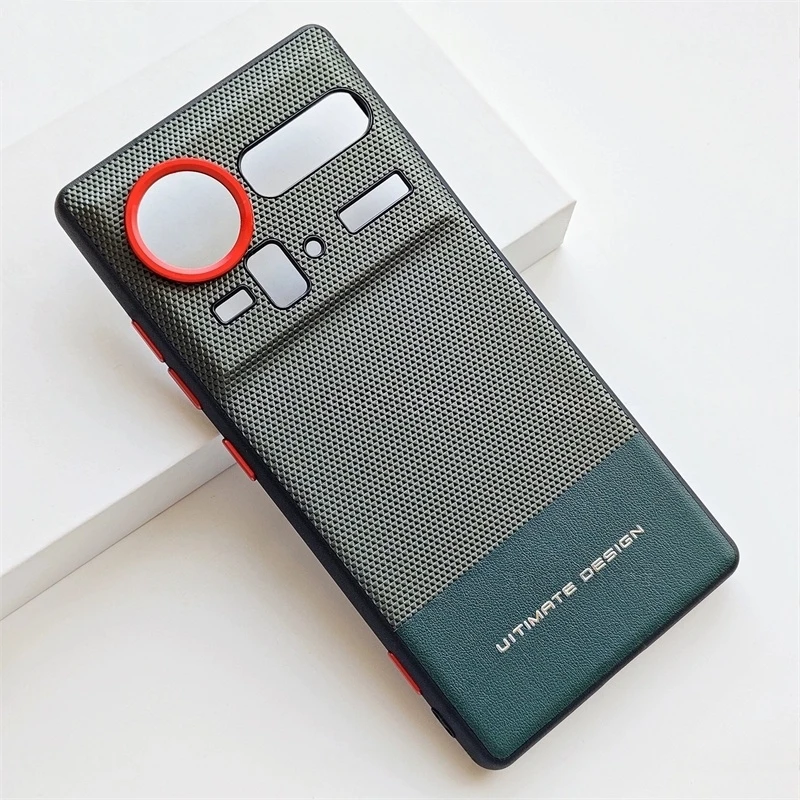 Luxury Leather Back Cover with Colorblock Design - Shockproof Bumper