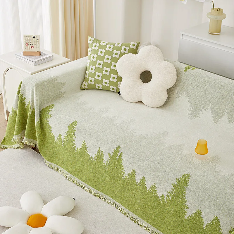 Simple Gradient Sofa Cover Cloth Chenille All-Season Dustproof Scratch-Proof Multifunctional Sofa Covers Blanket Decor Home 3