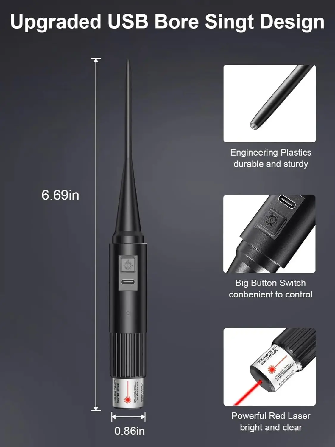 Laser bore sight USB charging laser boresigher kit 32 adapters .17 .177 .22 to 12GA rechargeable laser collimator