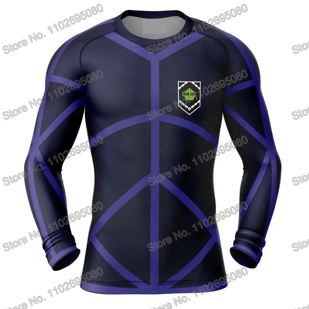 Blue Lock Cartoon Anime Diving T-Shirt Tight Long Sleeve Rash Guard BJJ MMA Swimwear Men Surf Clothing Beach Floatsuit Women GYM