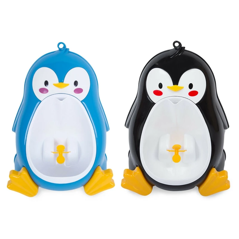 

2 Pcs Potty Toilet Training Penguin Children Stand Vertical Urinal Boys Pee Infant Toddler Wall-Mounted Blue & Black