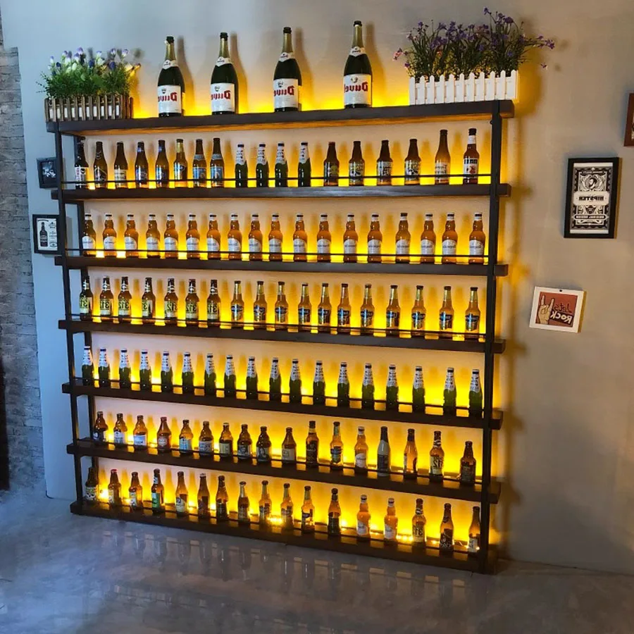 Home Outdoor Bar Cabinet Corner Commercial Luxury Boutique Industrial Storage Handmade Wine Rack Square Vitrine Modern Furniture