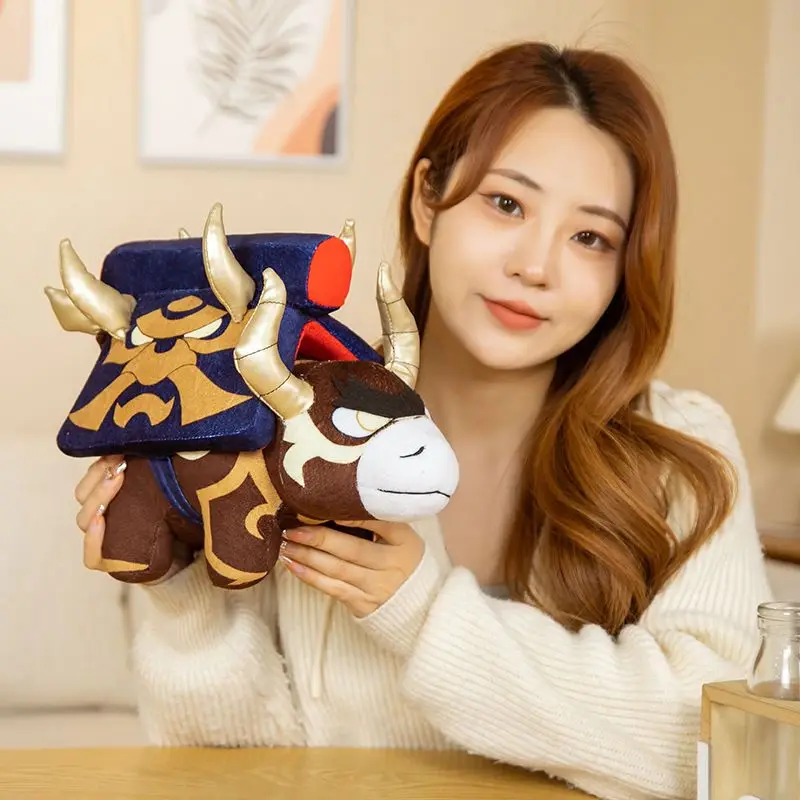 

30 см Популярные Аниме игры Genshin Impact Huanglong Bull куклы драки рок Булл куклы мягкая игрушка Cos Реквизит плюшевая кукла игрушки подарки