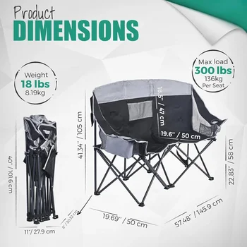 Folding Double Camping Loveseat Chair 1
