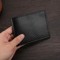Carbon Fiber Pattern Men's Short Wallet Large Capacity Money Clip Minimalist Slim Bifold Multi Card Holder Purses With ID Window 2