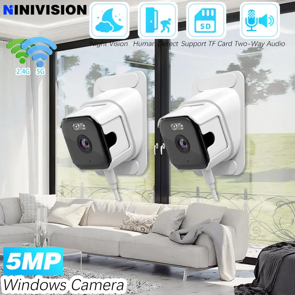 Mini Window IP Camera O-Kam Pro 5MP 5G 2.4G Wireless Easy Installation Secure Network Black Light Night Vision Human Detection 1