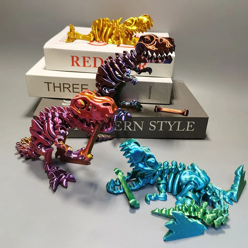 Tyrannosaurus Rex Fossil Dragon Ornaments Toy Joint Mobile Dragon Model Home Office Desktop Decoration Gifts