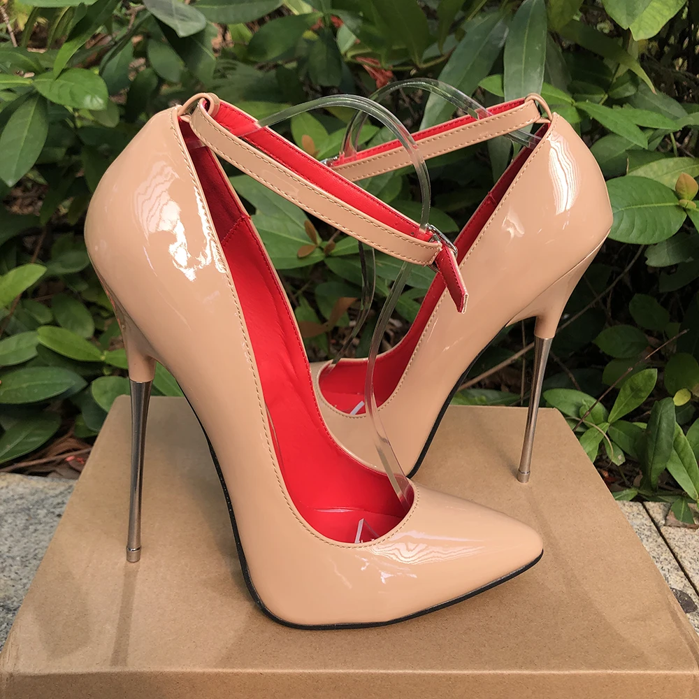 

Туфли-лодочки женские на очень высоком каблуке 16 см, пикантные лакированные туфли с красной внутренней подкладкой, Фетиш-модель для показа геев, унисекс, Цвет телесный