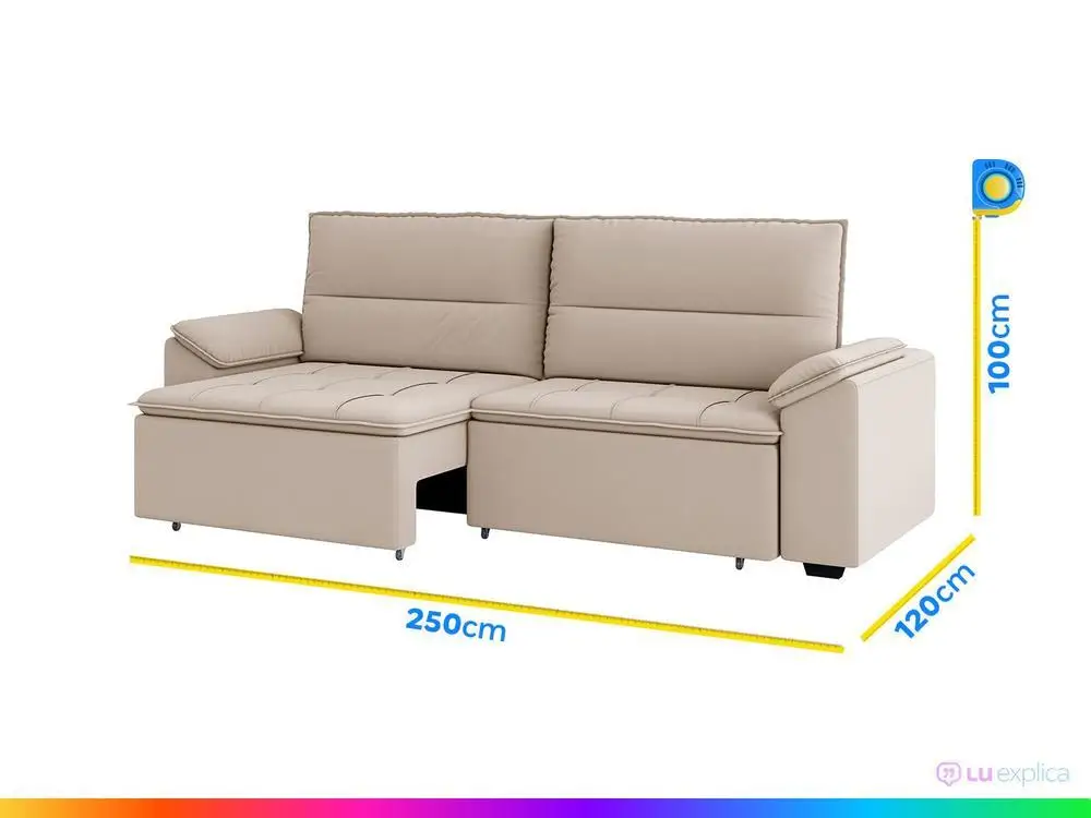 Sofá Retrátil Reclinável 5 Lugares Veludo Panamá Besthouse 4