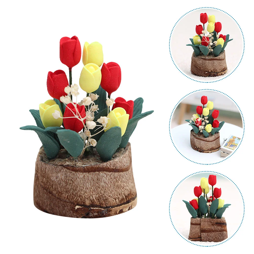 House Potted Plant Miniature Presents Flowerpot Flowers Craft Model Resin The House Furniture brass round rods bar assorted metals diameter 3 8mm for diy craft raw materials model plane ship cars miniature axle