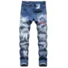 Blue Men's Jeans 3D Digital Print Stretch Denim Pants Blue Black White Trousers Men Fashion Slacks 28-34 36 38 40 42 5