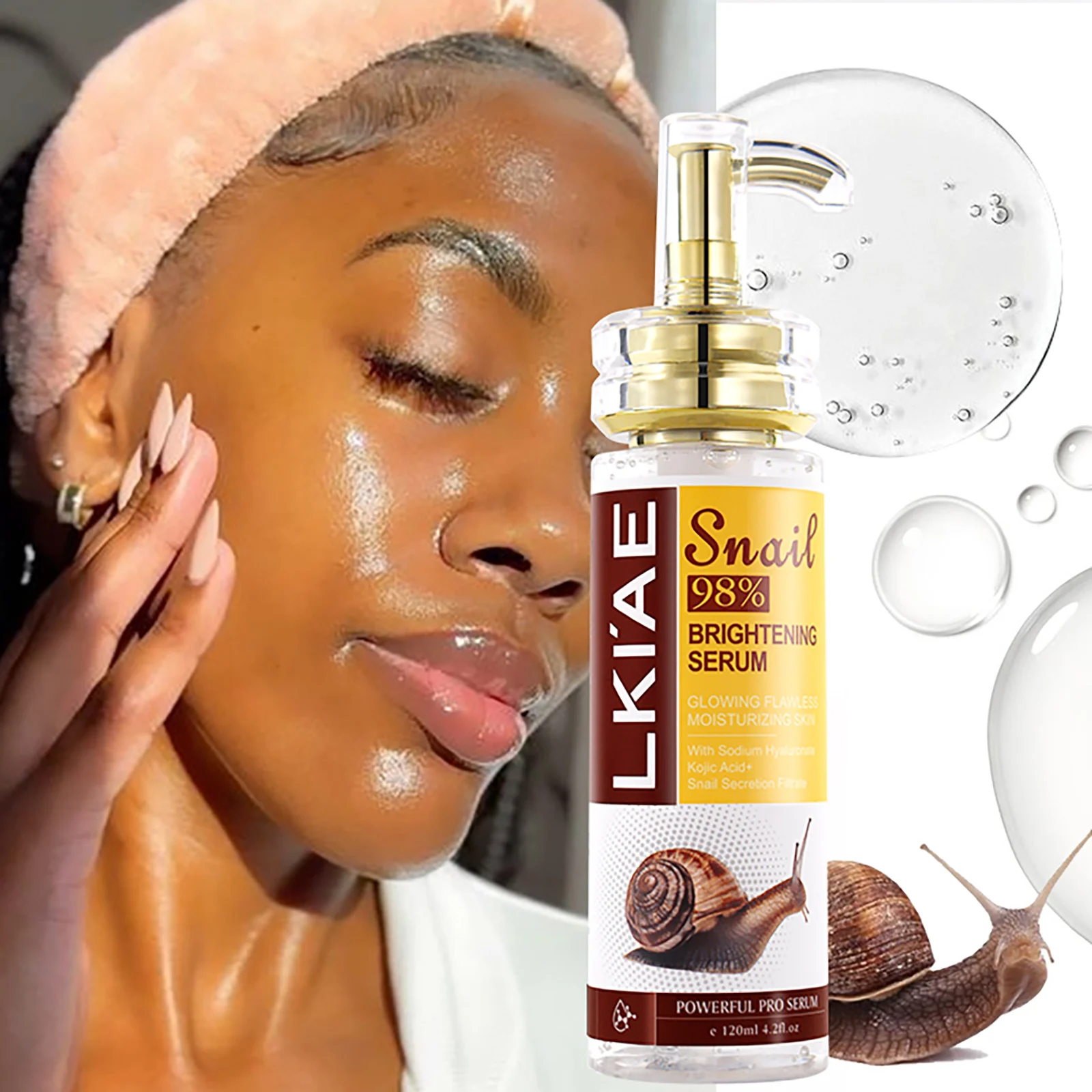 AILKE Snail Extract Whitening Serum, Moisturizing, Reduce Dark Spots, Wrinkle, Even Skin Tone, Lightening Essence for Face, Body