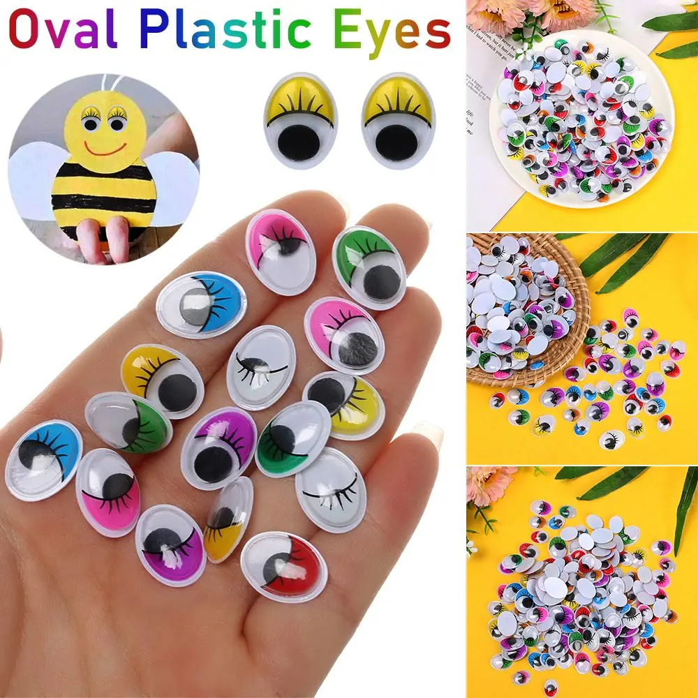 Colorful Oval  Parts   DIY Dolls Materials Wiggling Moving Eyes 3D Dolls Accessories  Panda Eye