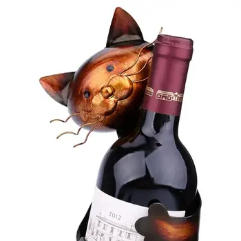 Creative Standing Cat Wine Holder Home Decor Animal Metal Sculpture Wine Display Stand Rack Kitchen Bar Centerpiece Decoration 2