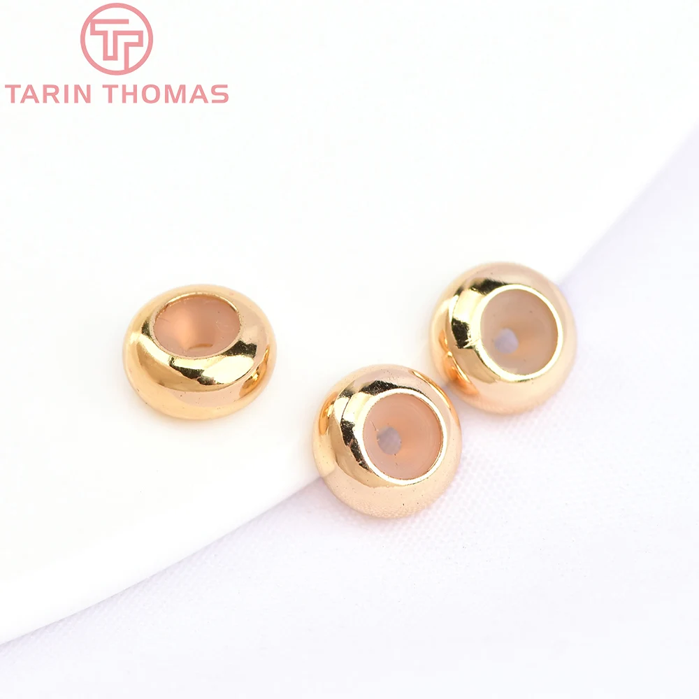 20PCS Gold-Plated Brass Beads with Rubber Accents