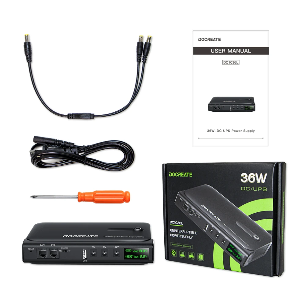 Sistema de fuente de alimentación ininterrumpida DC UPS, salida de 5V-24V, batería reemplazable 4x18650 para enrutador, módem NAS y monitor de seguridad