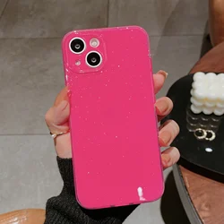 Radiant Neon Glitter Shockproof Soft Silicone Case - Bling Fluorescent Color Protection for iPhone 14 (Rose red)
