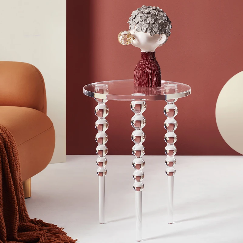 

Transparent Acrylic Edge Table Living Room Sofa Side Table Coffee Tables Luxury Mobile Bedside Table Room Desks Nordic Furniture