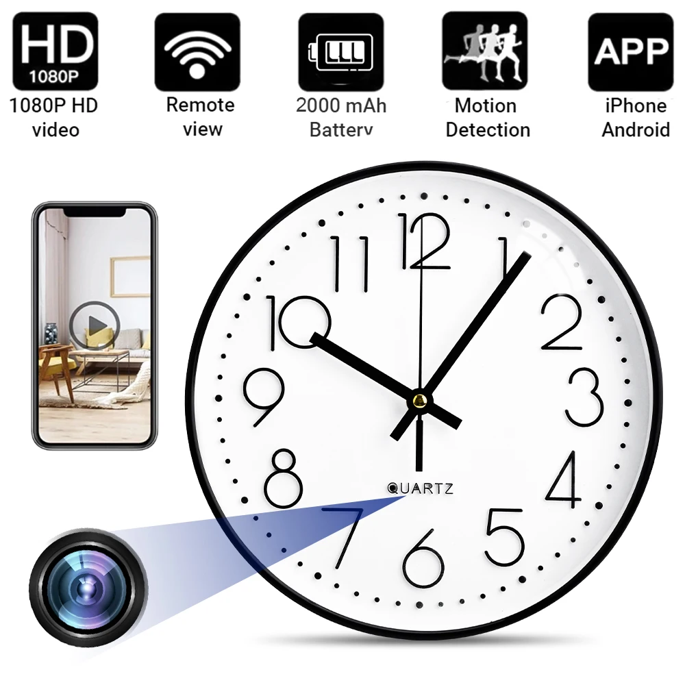 1080P Mini Camera Wifi Wall Clock Camcorder Night Vision Video Recorder Security Surveillance