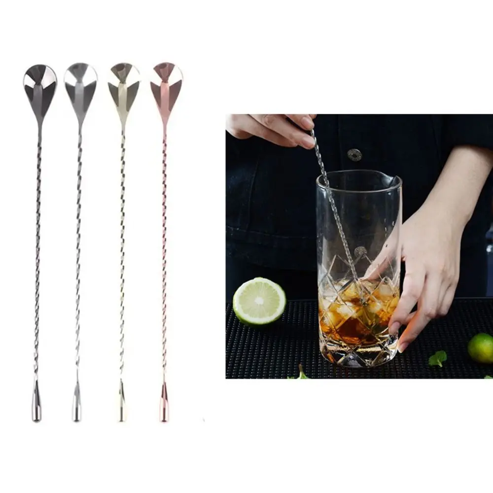 Kitchen Accessories Spiral Pattern Cocktail Spoon Long Handle 20/30/40cm Mixing Spoon Stainless Steel Coffee Home Use