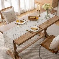 Natural Linen Table Runner with Tassels Dining Decor Wedding Birthday Christmas Decoration for Home tablecloth 2