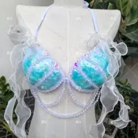 Bikini Mermaid Role Play Bra Aquarium Beach Corset Sequin Triangle Lace Up Bra Mermaid Performance Bra 2