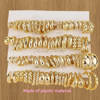 10Pairs/40Pairs The Latest Fashion in Europe and America,Plastic Material With Golden-Plating,Ladies' Best-selling Earrings 1