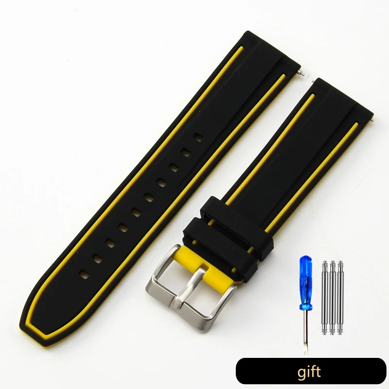 Dual-Tone Quick Release Soft Silicone Watch Strap - Available in Multiple Sizes