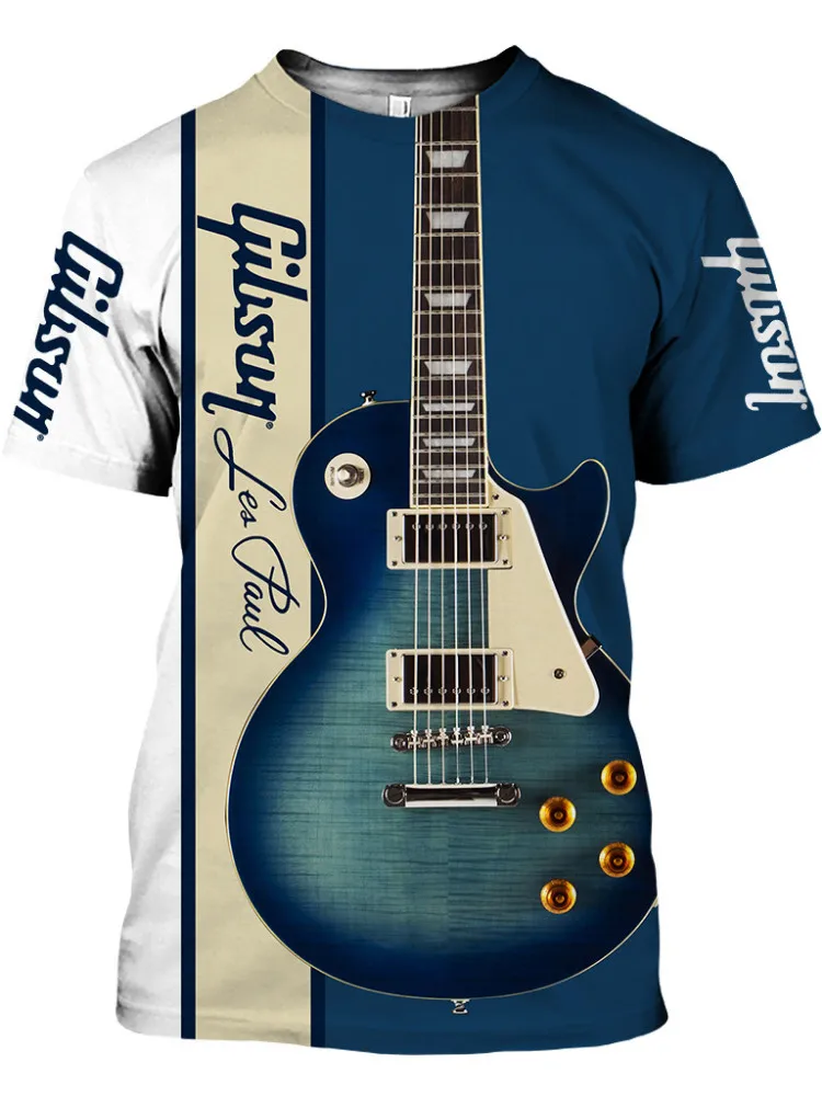 

Men's T-Shirt 3D Print Sax Guitar Clarinet Tshirt Classic Music Fashion Short Sleeve Hip Hop Tee Pop Loose Casual T-Shirt Tops