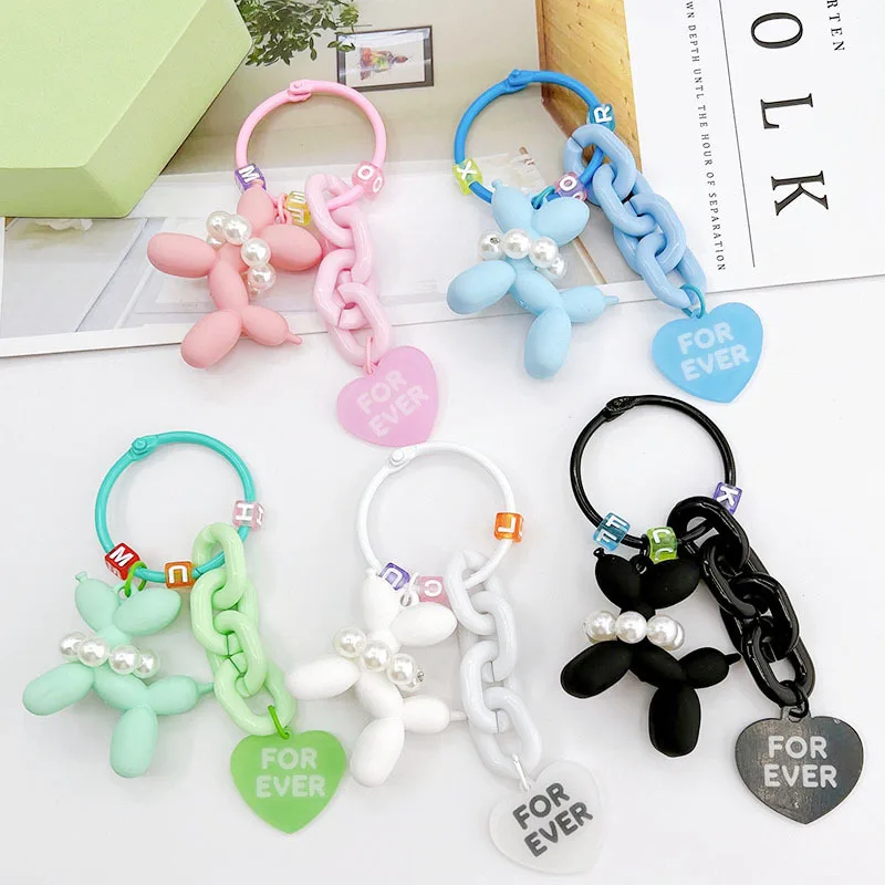 

Pretty Jewelry New Balloon Dog Keychain Pendant Opening Ring Love Accessories Bag Ornament Girls Small Gift Key Chains